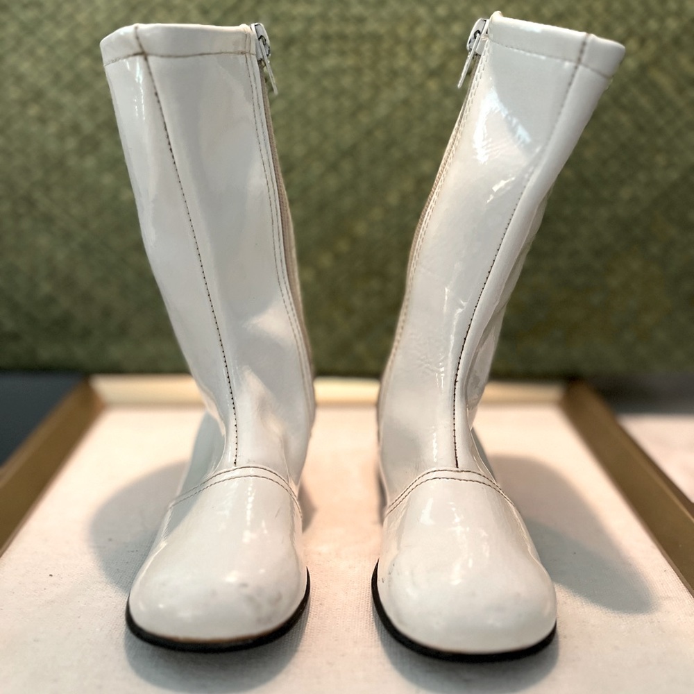 Little girls’ white, Patton leather vintage boots